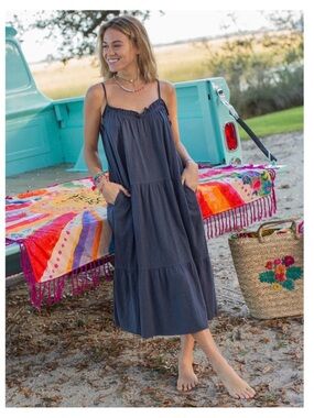 NATURAL LIFE Harley Tiered Sleeveless Midi Dress | Relaxed Fit  | Size  XS / S